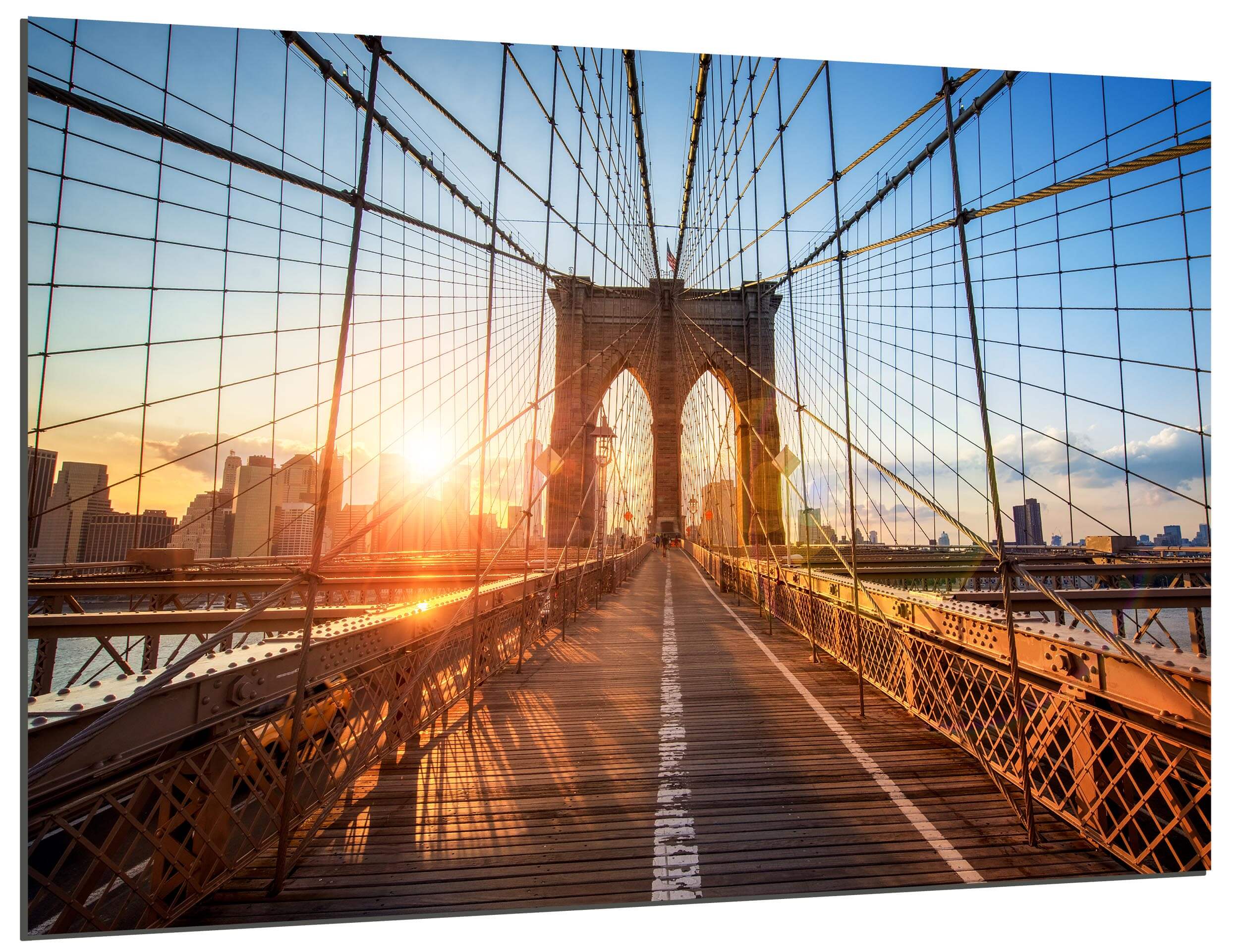Wandbild Brooklyn Bridge - New York - aus Aluminium inkl. Wandhalterung - Premium FineArt matt - Alubild